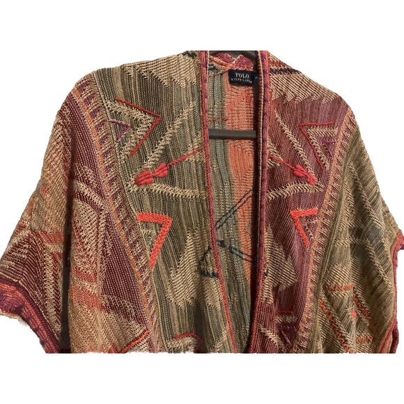 Polo Ralph Lauren Southwest Silk Linen Knit Wrap Poncho Wrap Sweater Small $598 - Picture 2 of 8